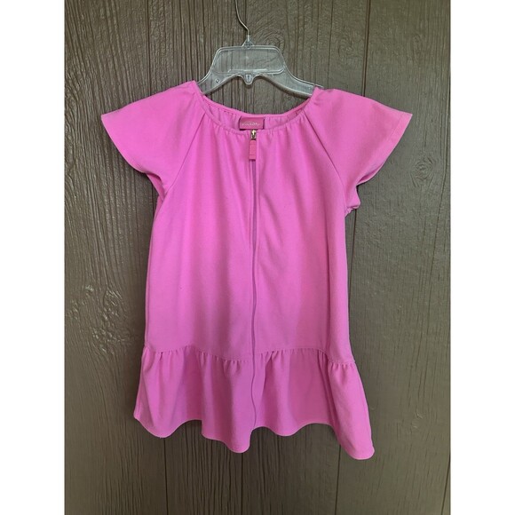 Lilly Pulitzer Girl’s Illiana Swim Cover Up Size M (6-7) Flutter Sleeve Hot Pink - Picture 1 of 5